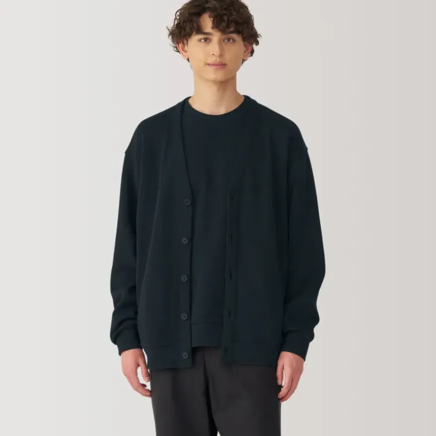 Men's Double Knitted V Neck Cardigan