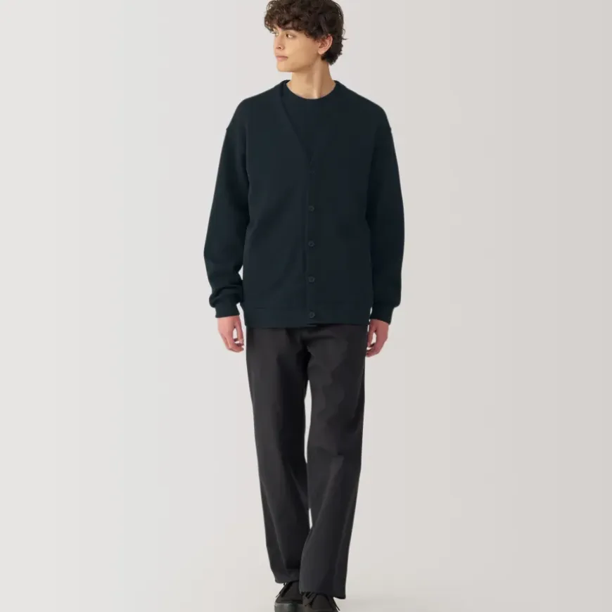 Men's Double Knitted V Neck Cardigan