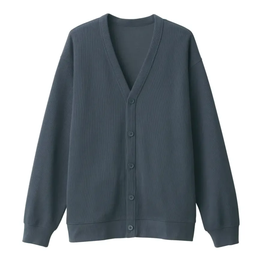 Men's Double Knitted V Neck Cardigan