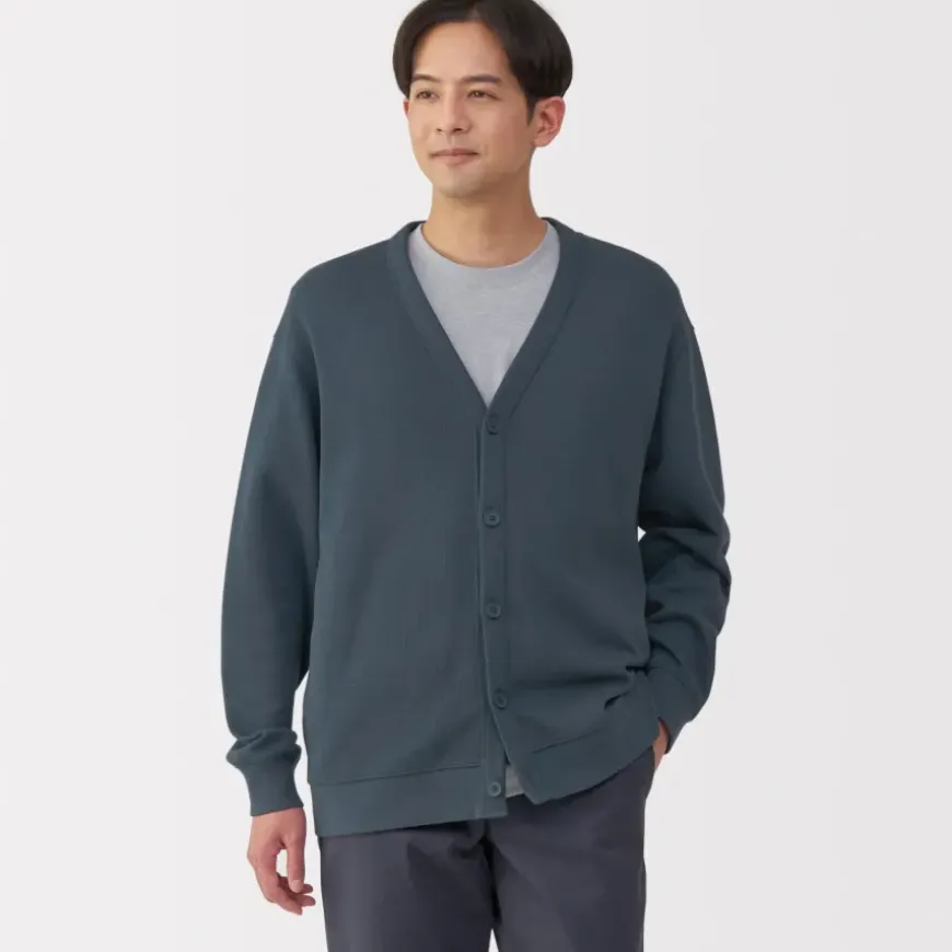 Men's Double Knitted V Neck Cardigan