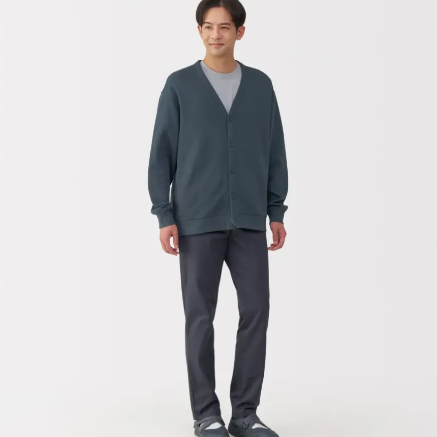 Men's Double Knitted V Neck Cardigan