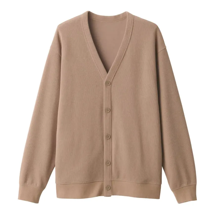 Men's Double Knitted V Neck Cardigan