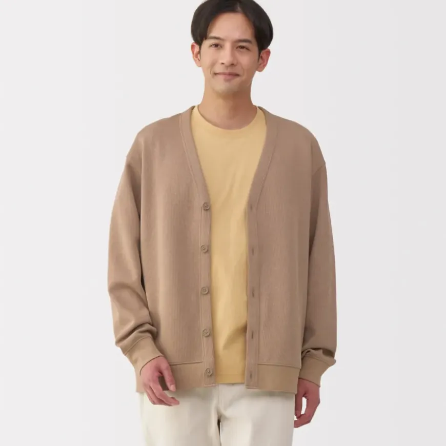 Men's Double Knitted V Neck Cardigan
