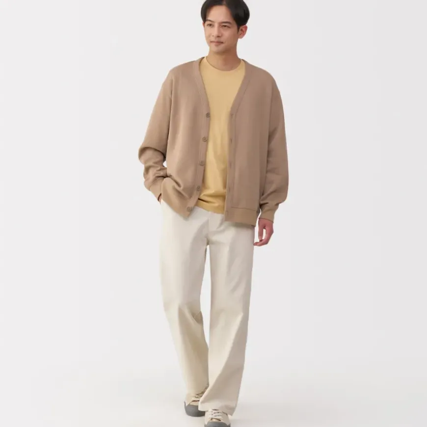 Men's Double Knitted V Neck Cardigan