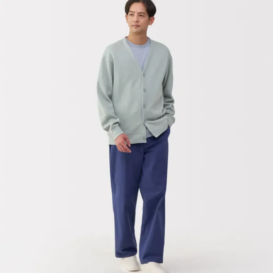 Men's Double Knitted V Neck Cardigan