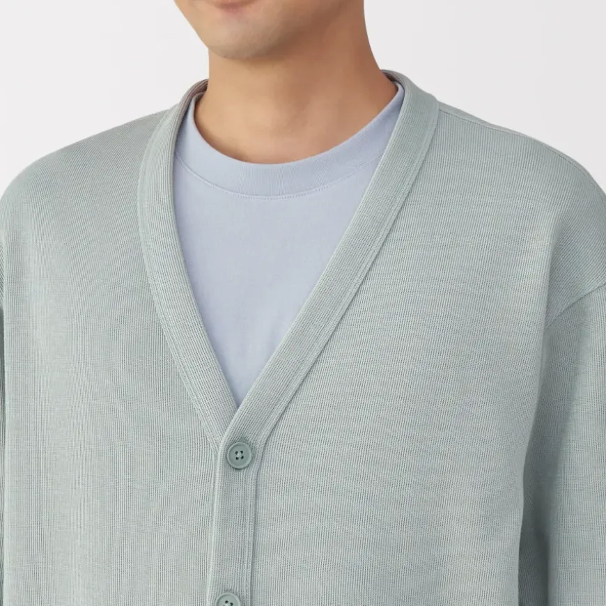 Men's Double Knitted V Neck Cardigan