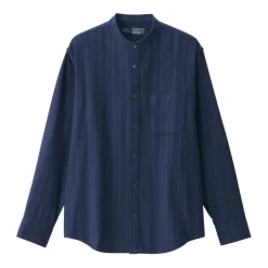 Men's Flannel Stand Collar Long Sleeve Patterned Shirt
