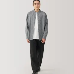 Men's Flannel Stand Collar Long Sleeve Patterned Shirt