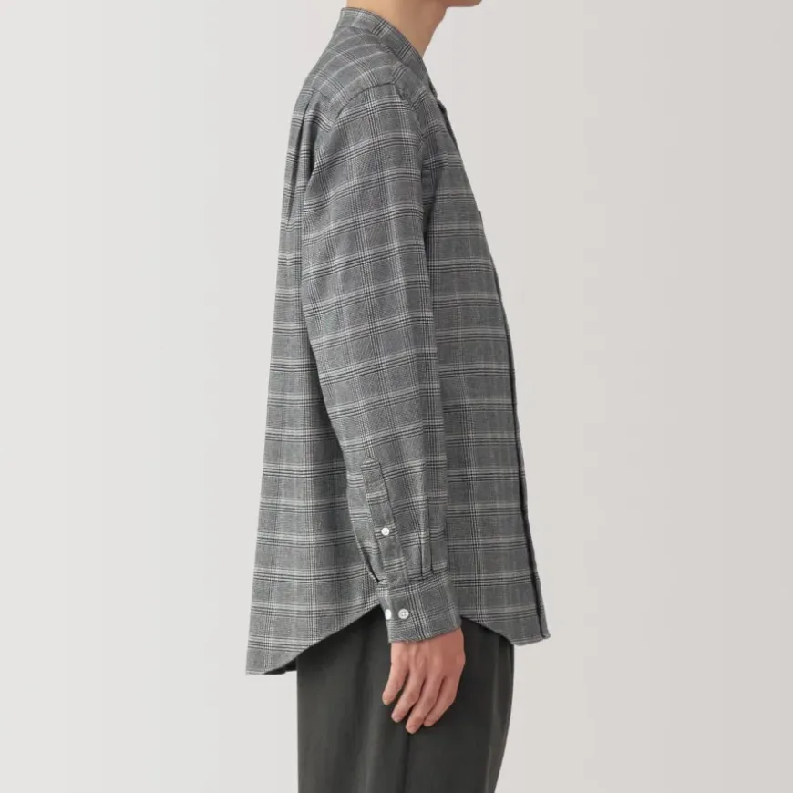 Men's Flannel Stand Collar Long Sleeve Patterned Shirt