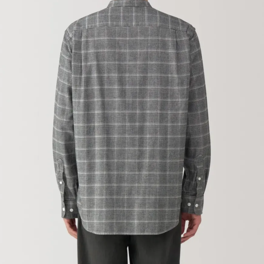 Men's Flannel Stand Collar Long Sleeve Patterned Shirt