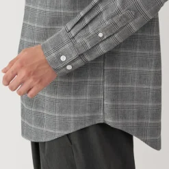 Men's Flannel Stand Collar Long Sleeve Patterned Shirt