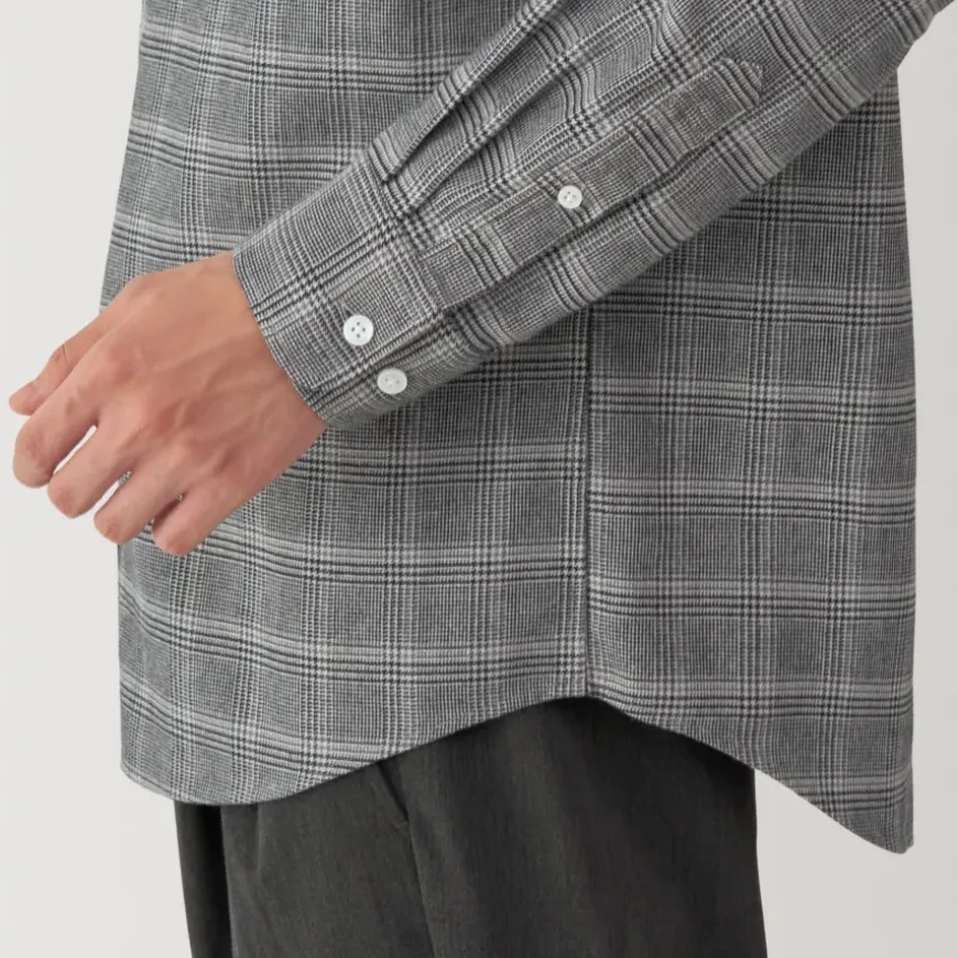 Men's Flannel Stand Collar Long Sleeve Patterned Shirt