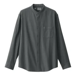 Men's Flannel Stand Collar Long Sleeve Patterned Shirt