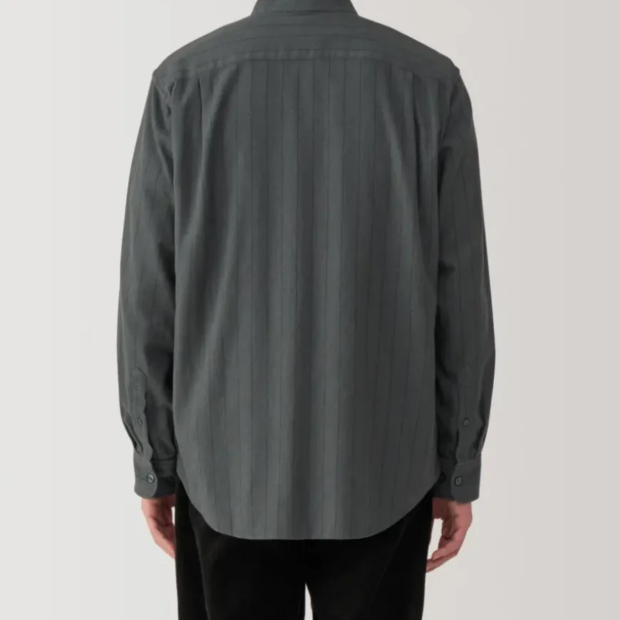 Men's Flannel Stand Collar Long Sleeve Patterned Shirt