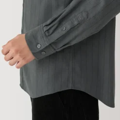 Men's Flannel Stand Collar Long Sleeve Patterned Shirt