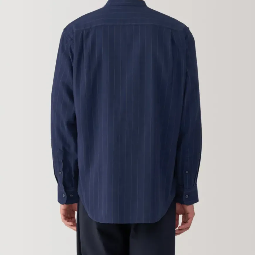 Men's Flannel Stand Collar Long Sleeve Patterned Shirt