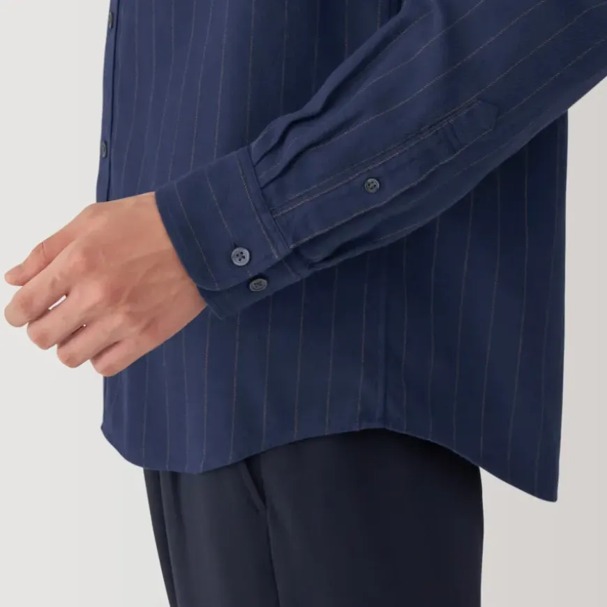 Men's Flannel Stand Collar Long Sleeve Patterned Shirt
