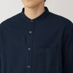 Men's Flannel Stand Collar Long Sleeve Shirt