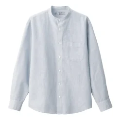 Men's Hemp Cotton Stand Collar Striped Shirt