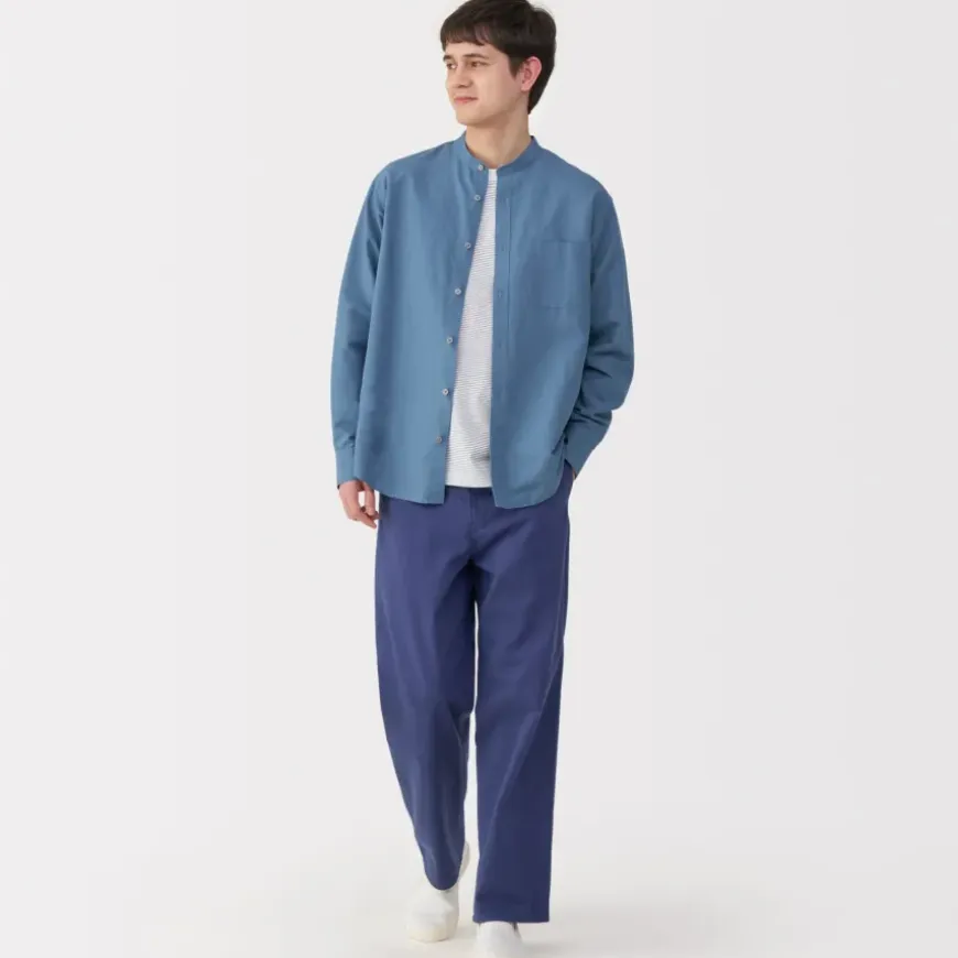Men's Hemp Cotton Stand Collar Shirt