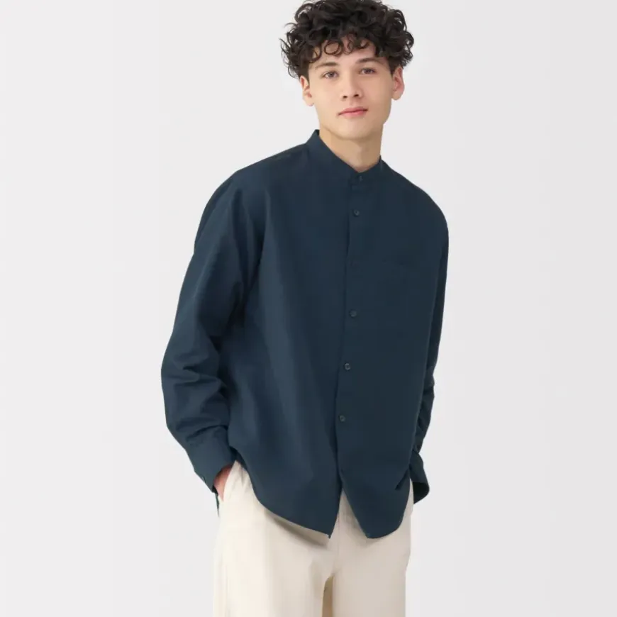 Men's Hemp Cotton Stand Collar Shirt