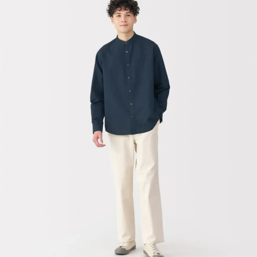 Men's Hemp Cotton Stand Collar Shirt