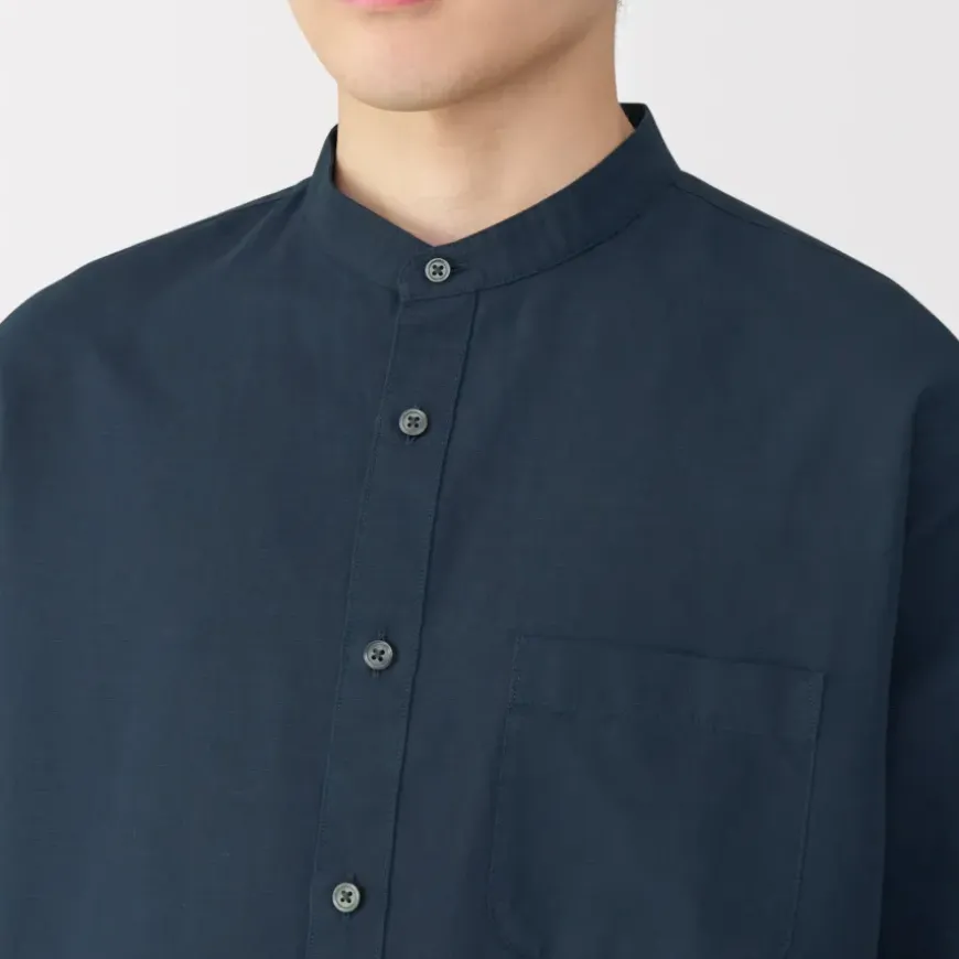 Men's Hemp Cotton Stand Collar Shirt