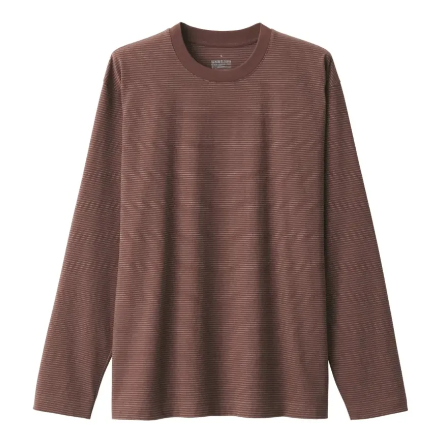 Men's Jersey Crew Neck Long Sleeve Striped T-Shirt