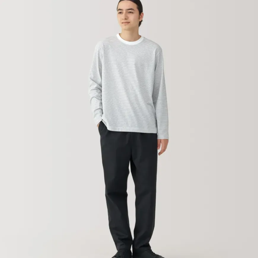 Men's Jersey Crew Neck Long Sleeve Striped T-Shirt