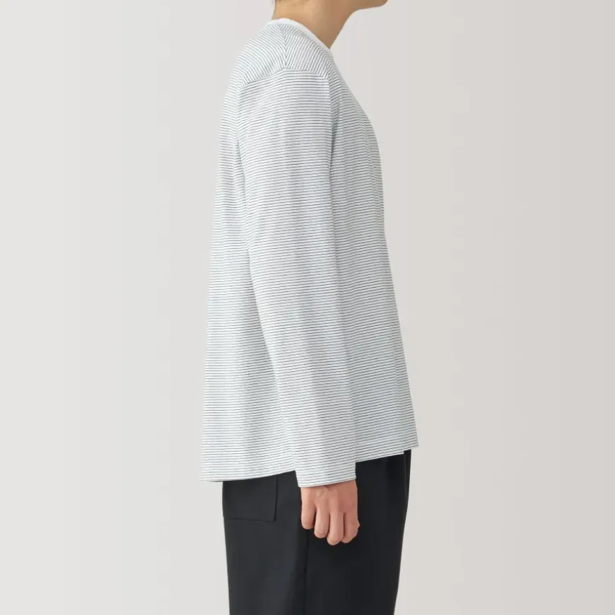 Men's Jersey Crew Neck Long Sleeve Striped T-Shirt