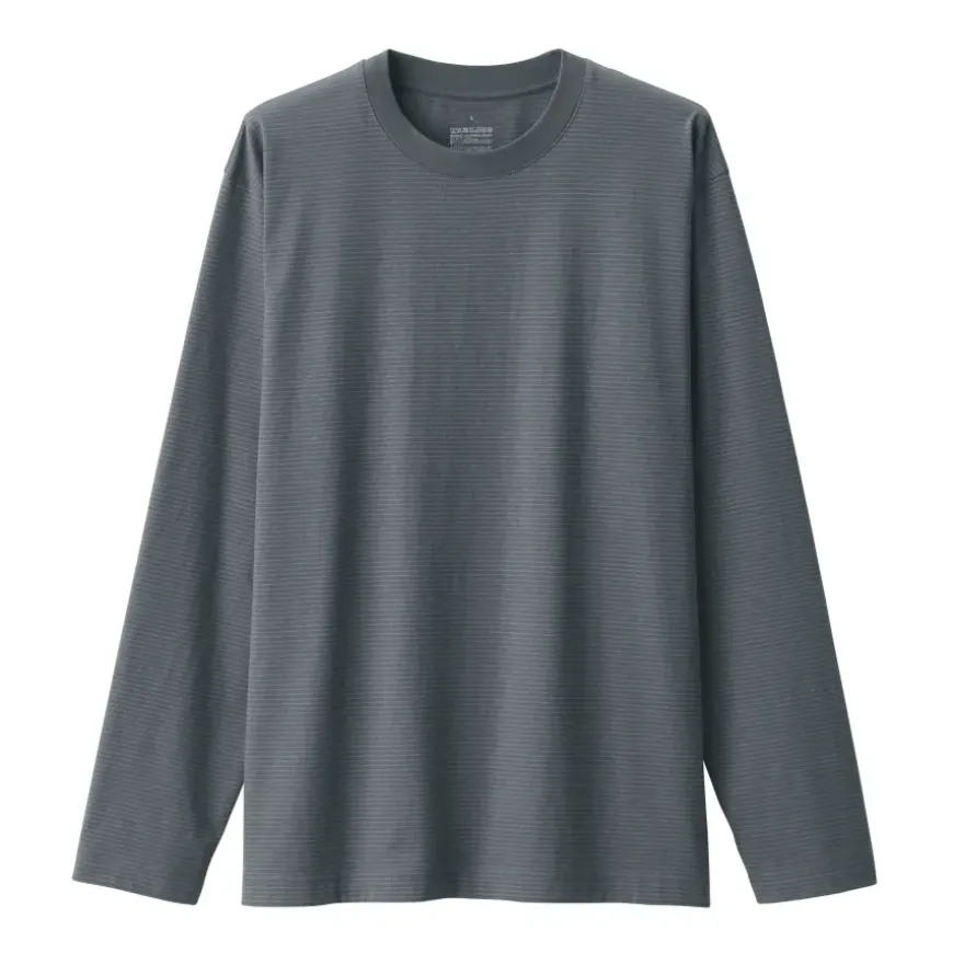 Men's Jersey Crew Neck Long Sleeve Striped T-Shirt