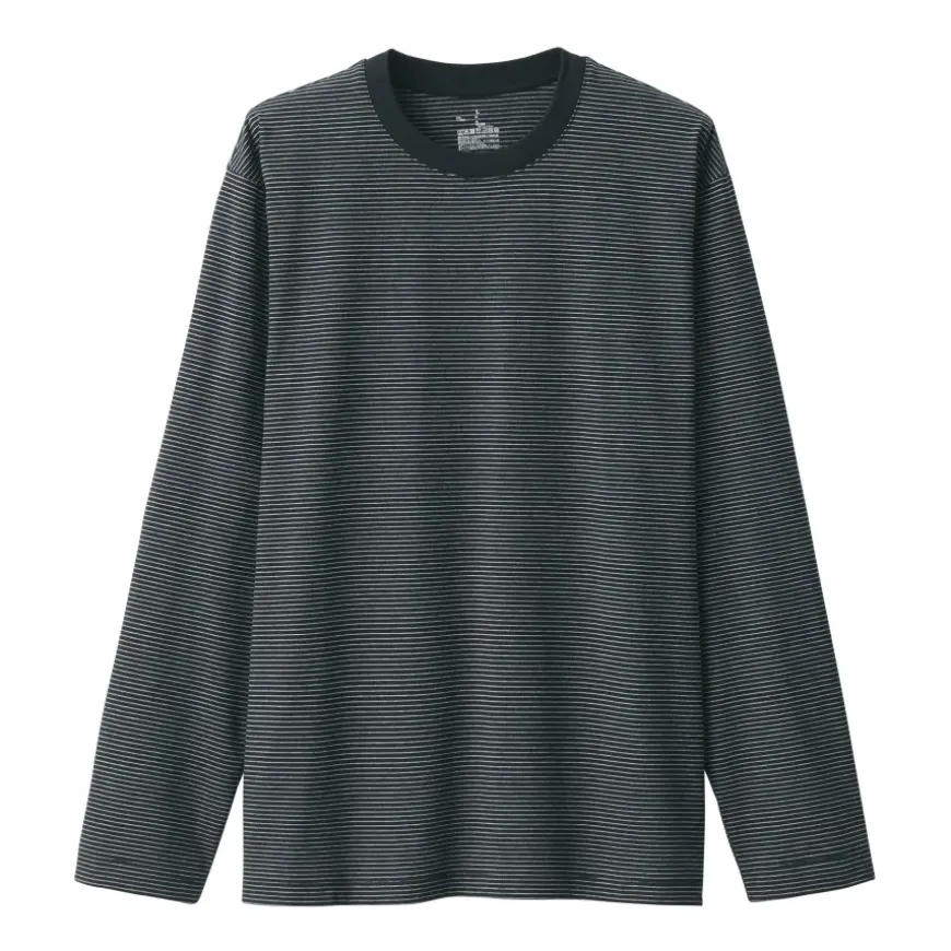 Men's Jersey Crew Neck Long Sleeve Striped T-Shirt