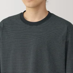 Men's Jersey Crew Neck Long Sleeve Striped T-Shirt
