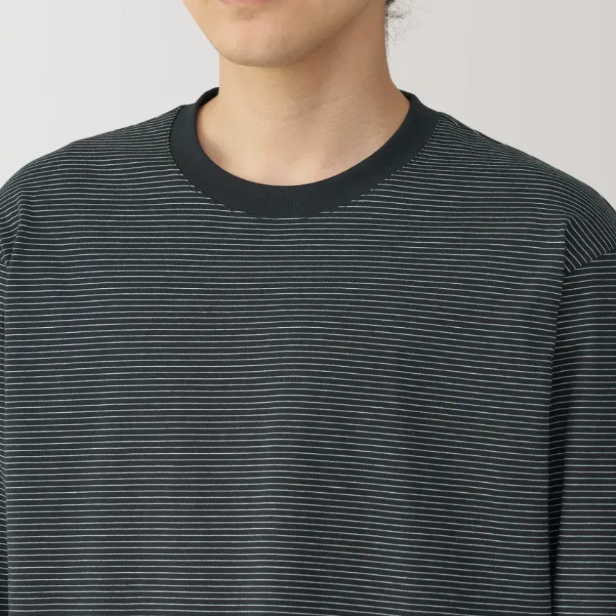 Men's Jersey Crew Neck Long Sleeve Striped T-Shirt