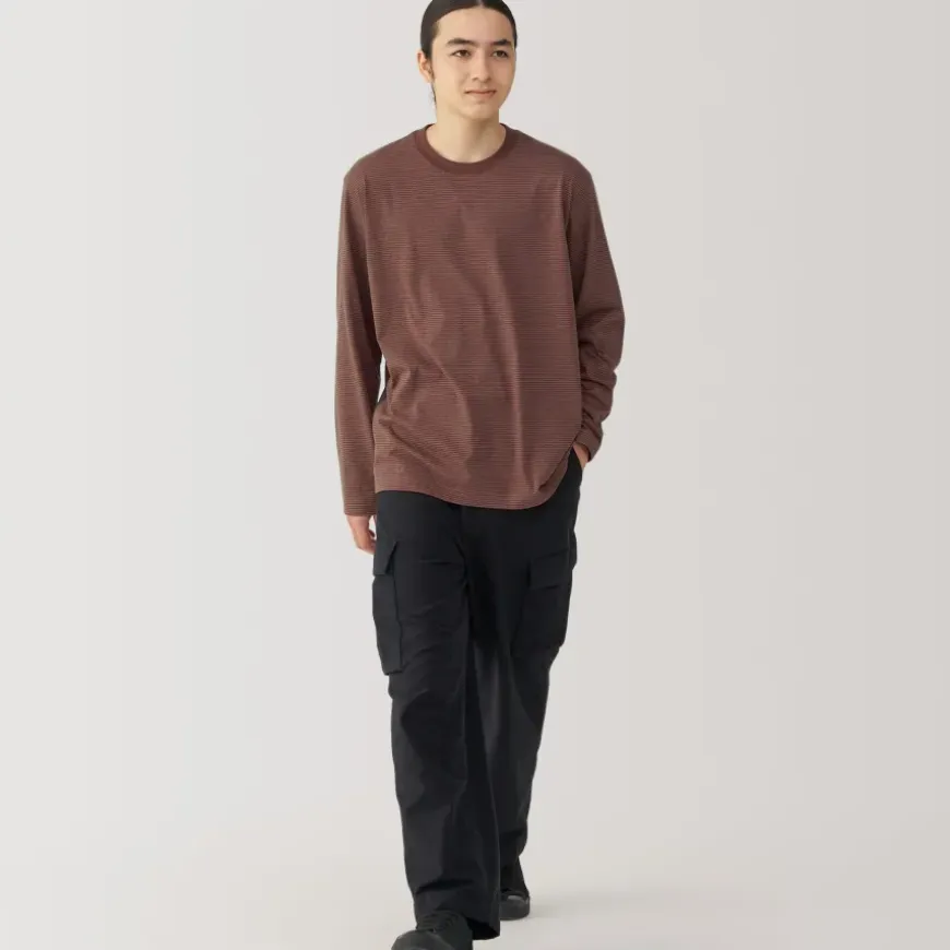 Men's Jersey Crew Neck Long Sleeve Striped T-Shirt