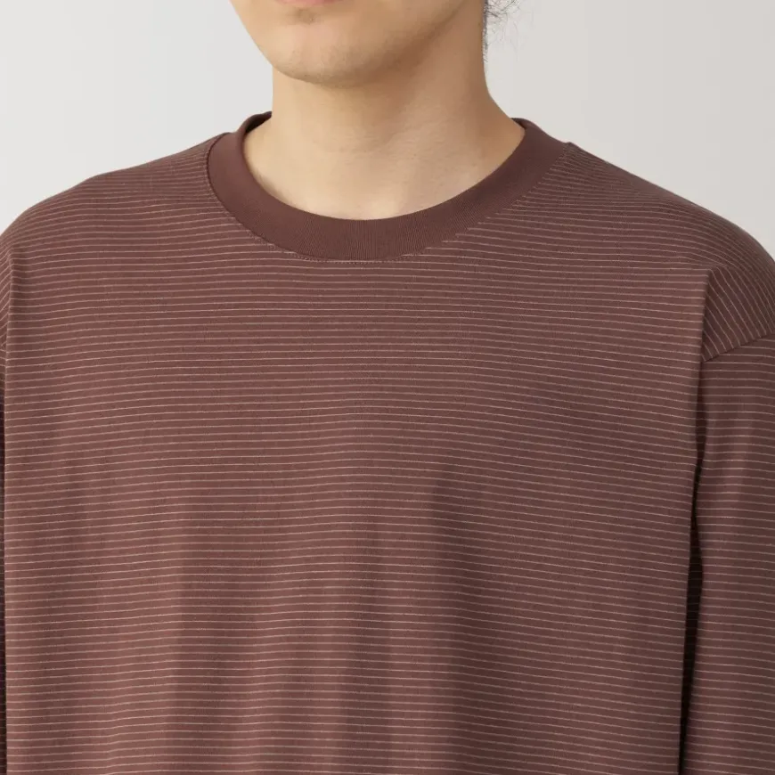Men's Jersey Crew Neck Long Sleeve Striped T-Shirt