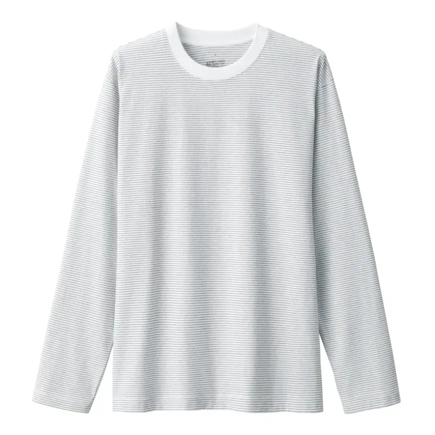 Men's Jersey Crew Neck Long Sleeve Striped T-Shirt