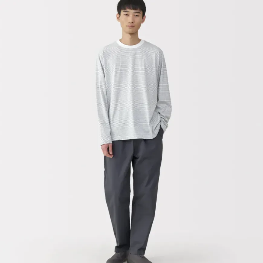 Men's Jersey Crew Neck Long Sleeve Striped T-Shirt