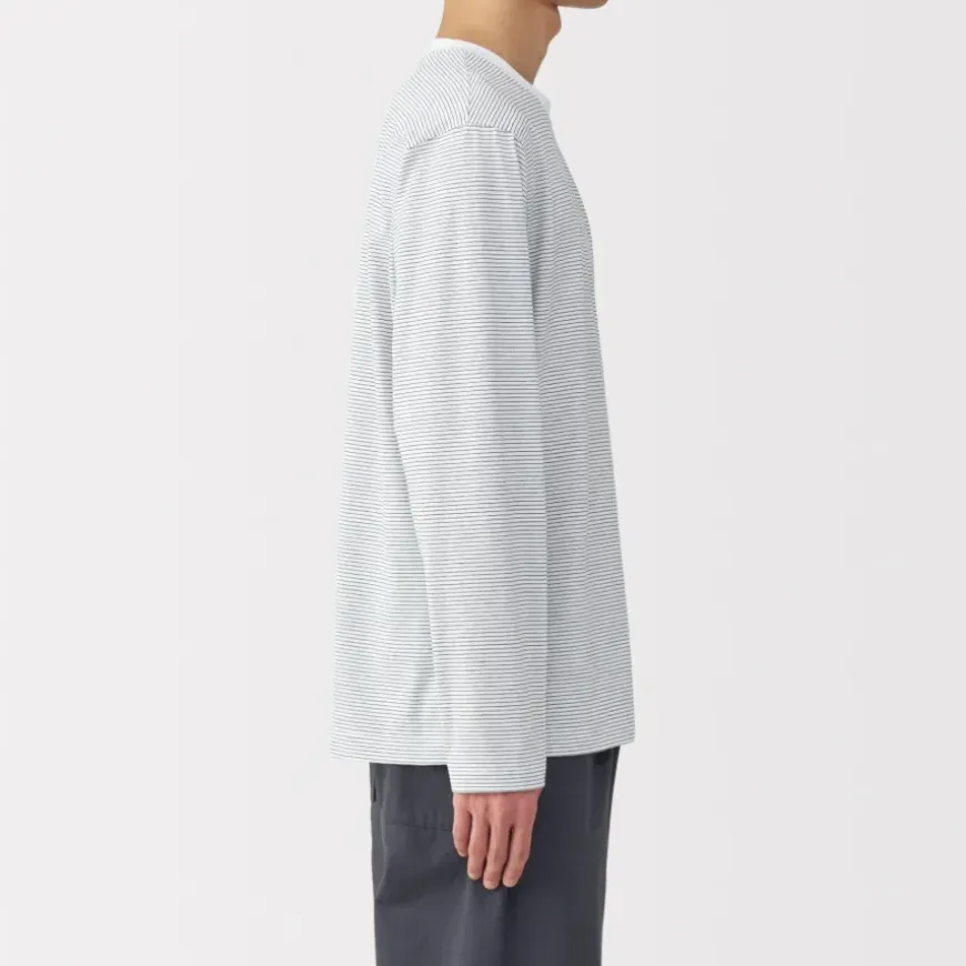 Men's Jersey Crew Neck Long Sleeve Striped T-Shirt