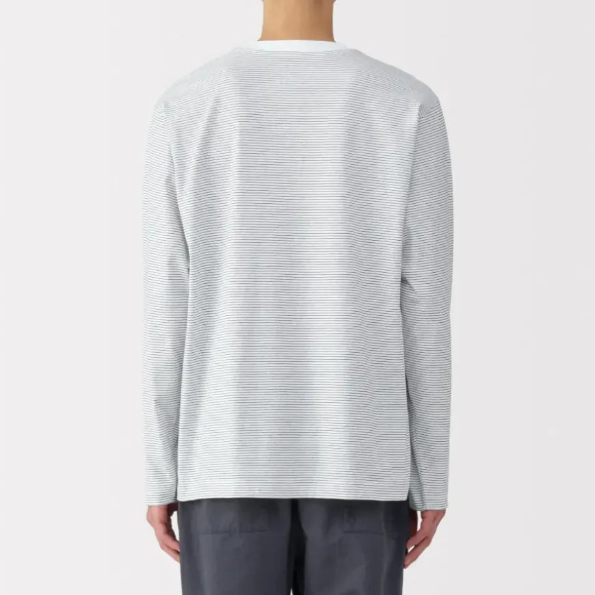Men's Jersey Crew Neck Long Sleeve Striped T-Shirt
