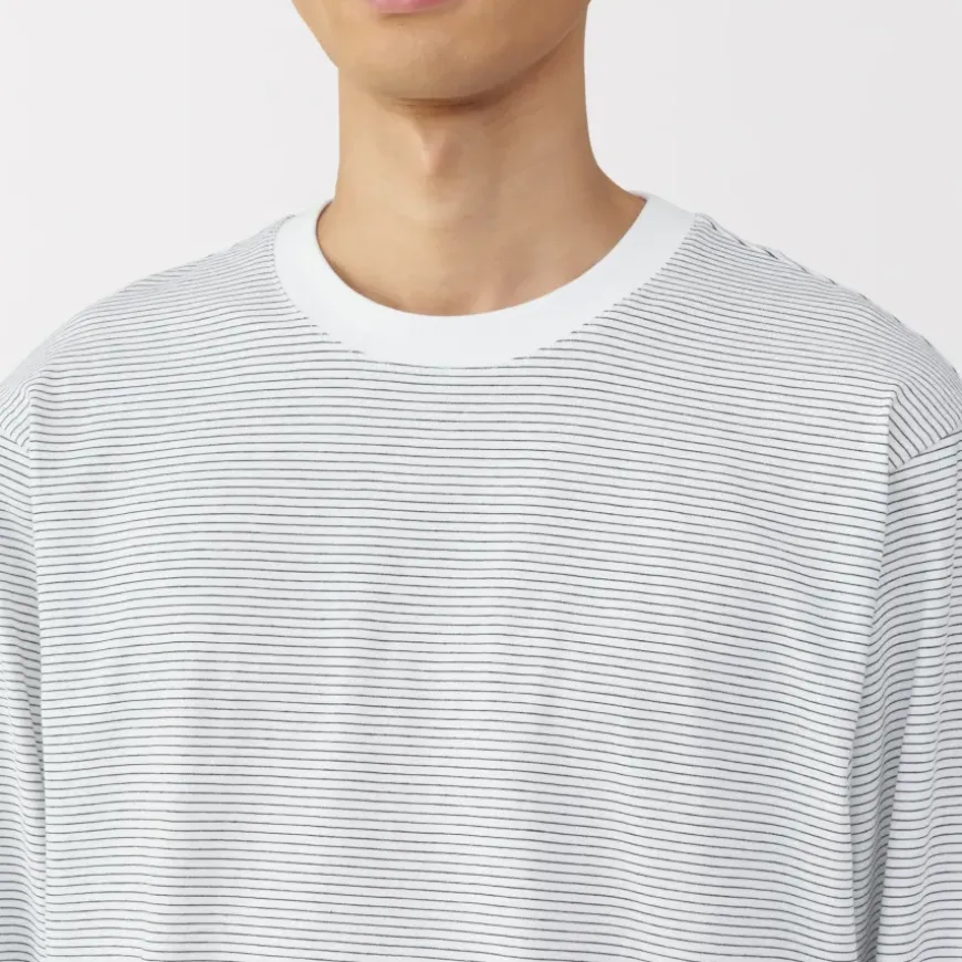 Men's Jersey Crew Neck Long Sleeve Striped T-Shirt