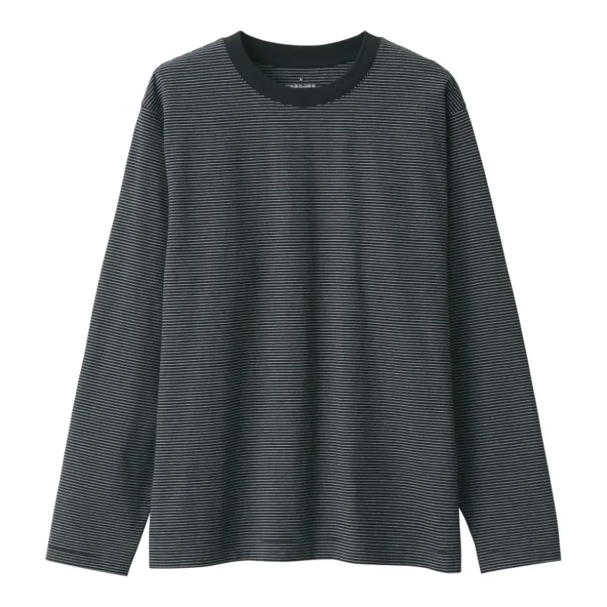 Men's Jersey Crew Neck Long Sleeve Striped T-Shirt