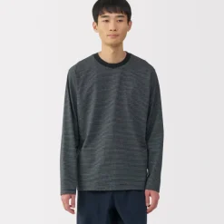 Men's Jersey Crew Neck Long Sleeve Striped T-Shirt
