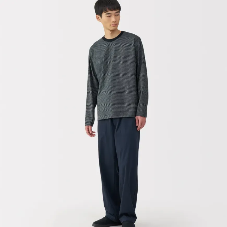 Men's Jersey Crew Neck Long Sleeve Striped T-Shirt