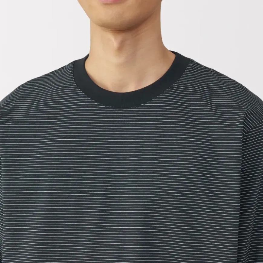 Men's Jersey Crew Neck Long Sleeve Striped T-Shirt