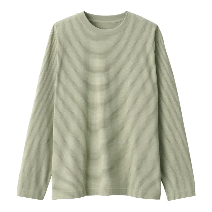 Men's Jersey Crew Neck Long Sleeve Striped T-Shirt