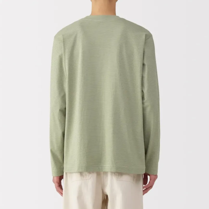 Men's Jersey Crew Neck Long Sleeve Striped T-Shirt