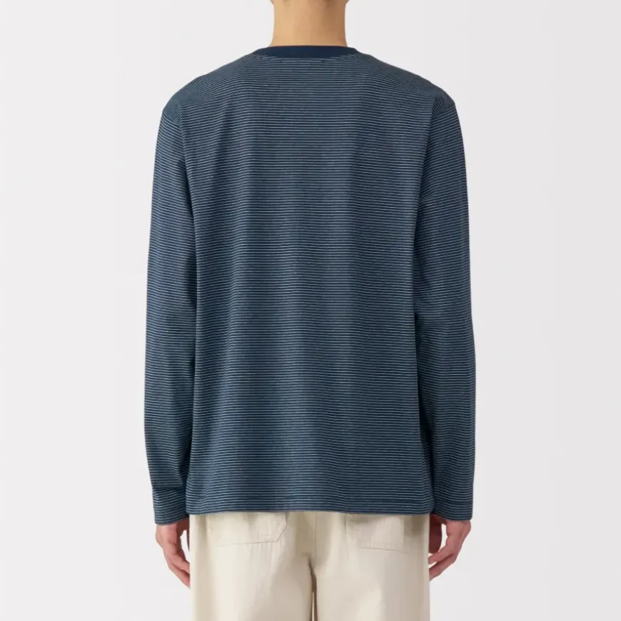 Men's Jersey Crew Neck Long Sleeve Striped T-Shirt
