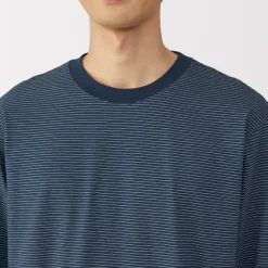 Men's Jersey Crew Neck Long Sleeve Striped T-Shirt