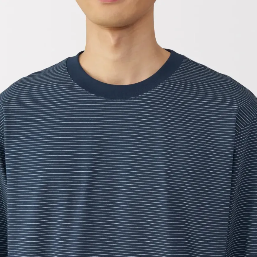 Men's Jersey Crew Neck Long Sleeve Striped T-Shirt